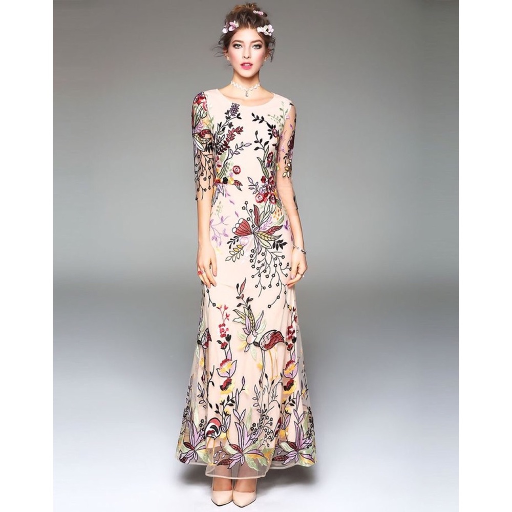 NWOT Evening Gown/Prom Dress Apricot Floral